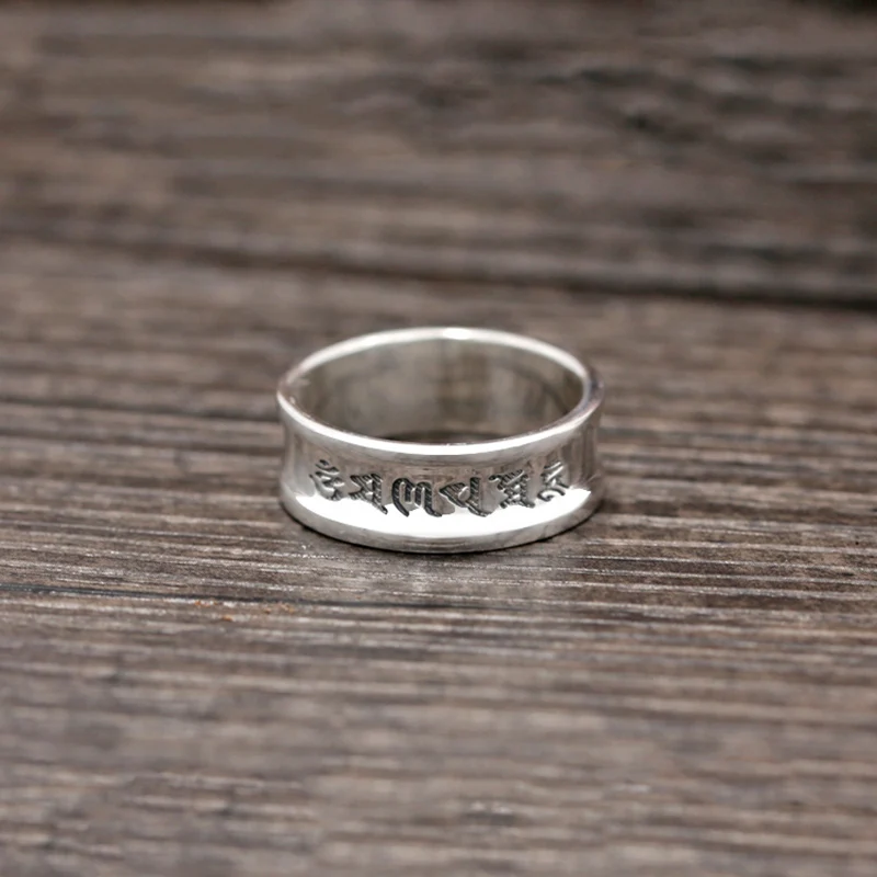 Мужское Оригинальное кольцо из тайского серебра 100% пробы с гладкой мантрой|ring