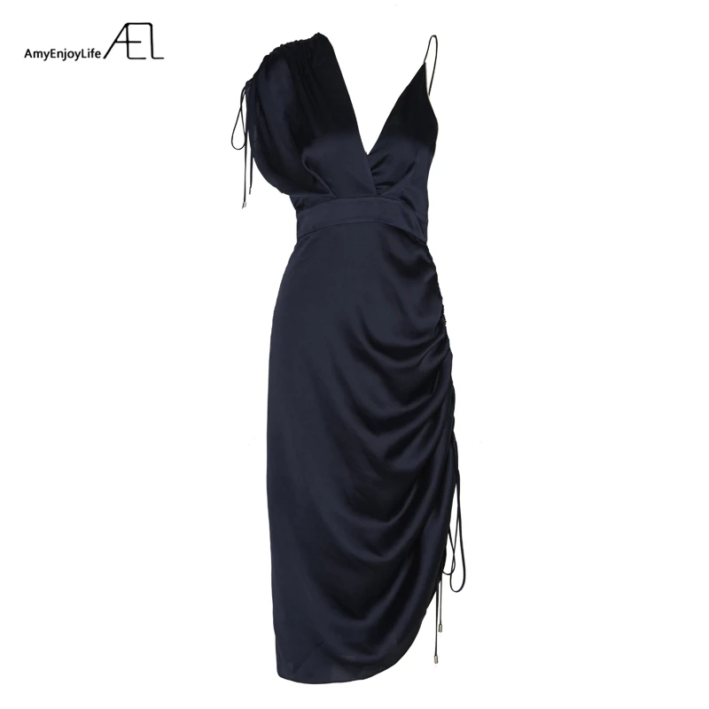 Платье AEL женское ассиметричное с глубоким V-образным вырезом пикантное