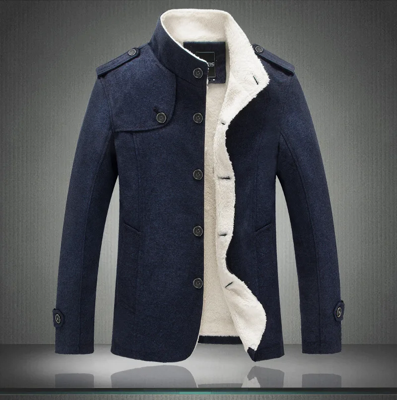 

Male Wool Blend Men's Coat Winter Men Coat Fashion Brand Clothing Fleece Lined Thick Warm Woolen Overcoat