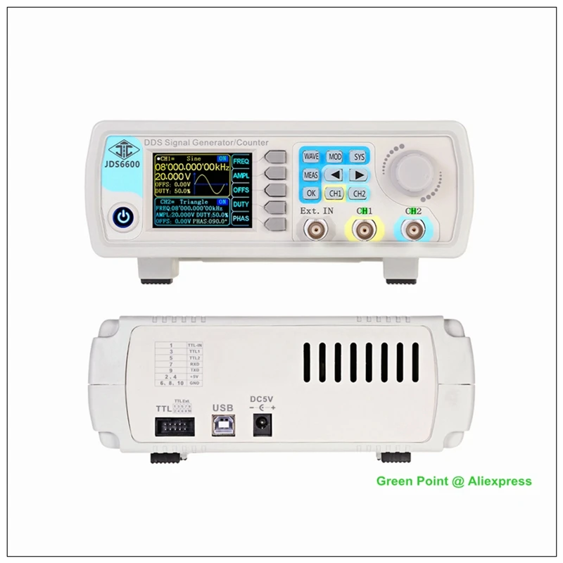Новый Двухканальный генератор сигналов JDS6600 с цифровым управлением DDS 15 МГц