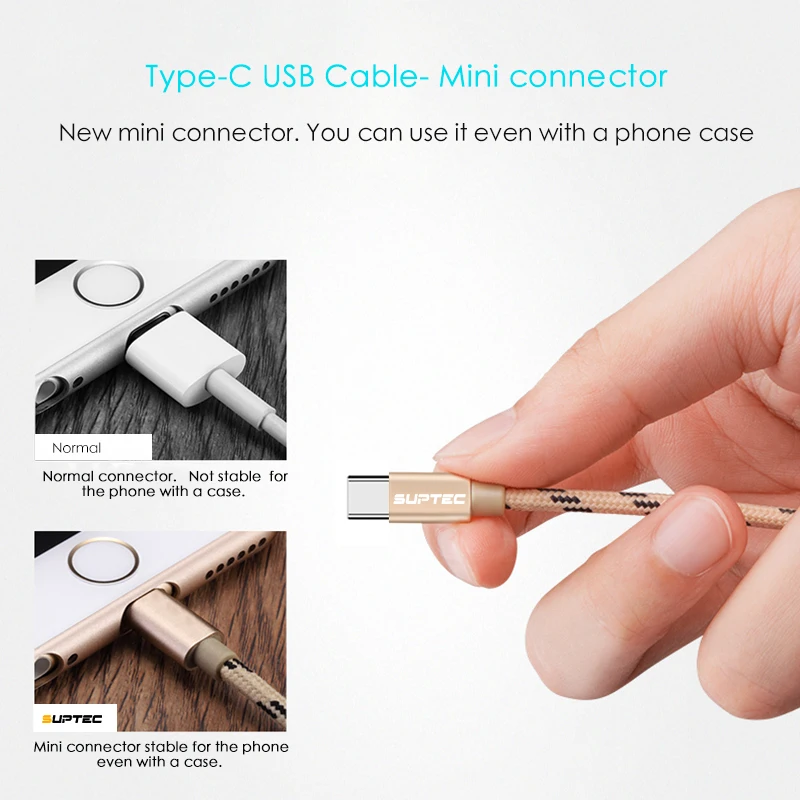 Кабель USB Type C SUPTEC 2 4 А зарядный кабель для передачи данных Samsung Galaxy S9 S8 plus Huawei Xiaomi