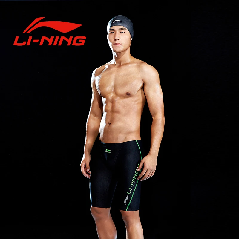LI-NING, новинка, профессиональные мужские конкурентоспособные плавки, одежда для плавания, мужские брендовые одноцветные Шорты для плавания, Гидрошорты для плавания размера плюс