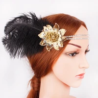 haar accessoires zwarte strass kralen sequin haarband 1920 s vintage gatsby party hoofddeksel vrouwen flapper feather hoofdband