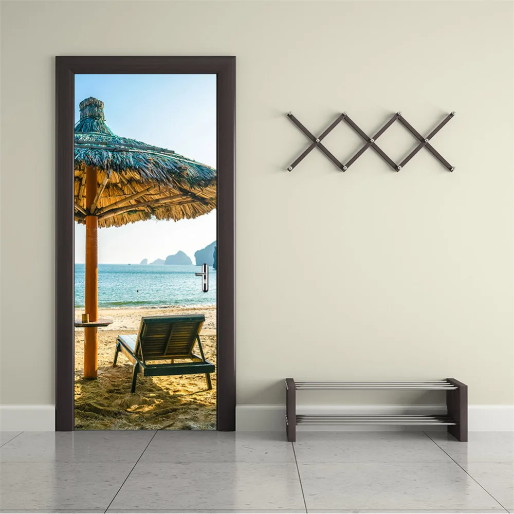 3D DIY Зеленая Настенная Наклейка на дверь с растительным узором ПВХ 2 шт./компл.