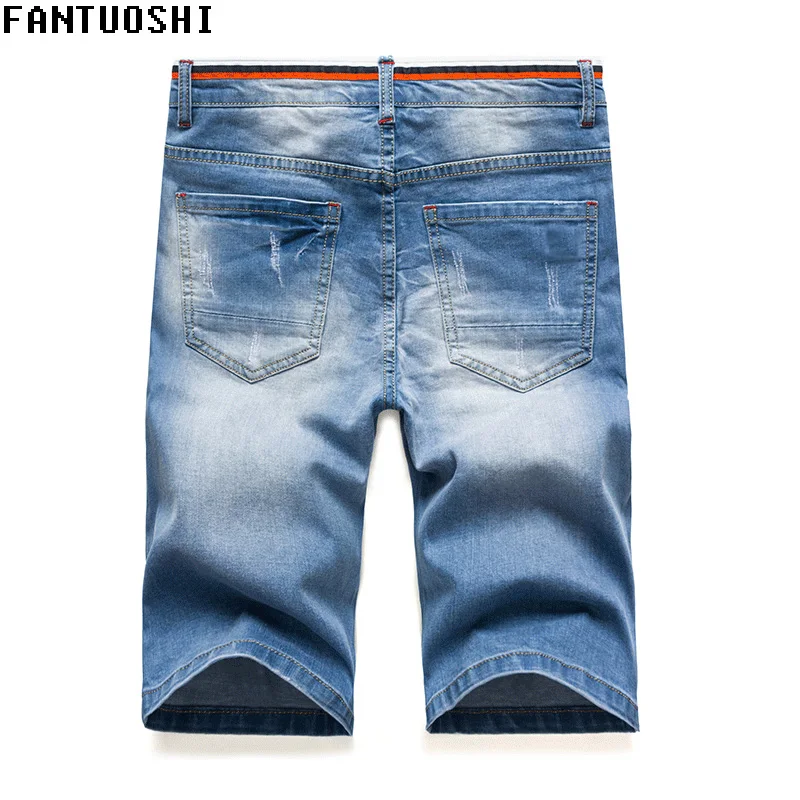 Новая мода Для мужчин s рваные Короткие джинсы 98% хлопок шорты для женщин дышащие