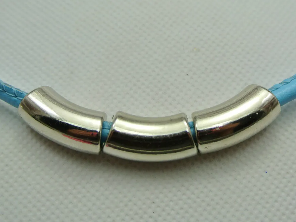 

50 Tone Metallic Acrylic Curved Tube Beads Spacer 21X10mm with Big Hole