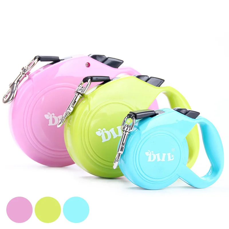 

New Strong Dog Retractable Leads 3 Size 3M 4M 5M Pet Automatic Adjustable Collar Leashes Candy Color Pets Supplier Free Shipping