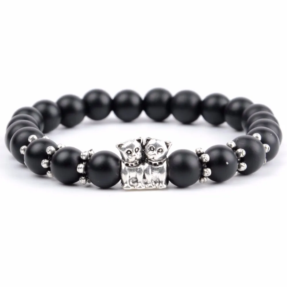 Natural Stone Bracelet Men Blue Turquoises Beads Dog Animal Charm Bracelets For Women Friendship Jewelry Gift | Украшения и