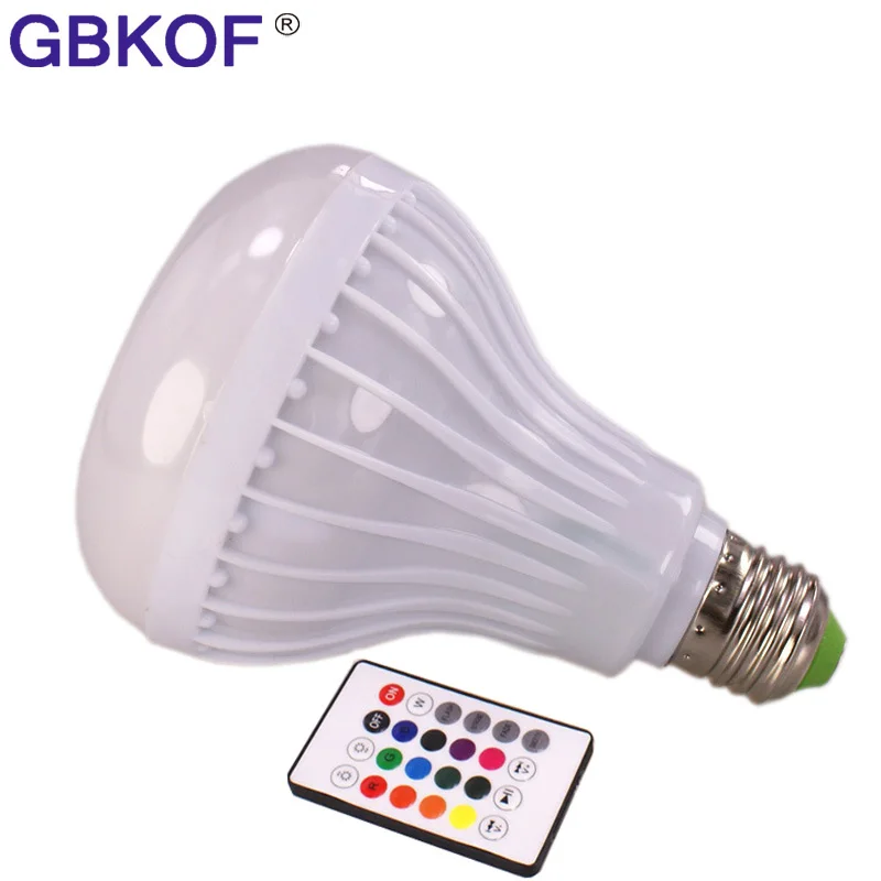 GBKOF E27 Беспроводной Bluetooth Динамик + 12 Вт RGB лампа светодиодный светильник 110 В 220