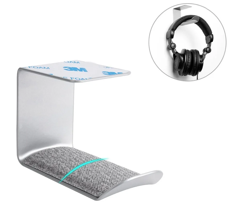 

Headphone Stand Hanger, Metal Headphone Holder, Wall Mount Gaming Headset Holder Stand (Silver)