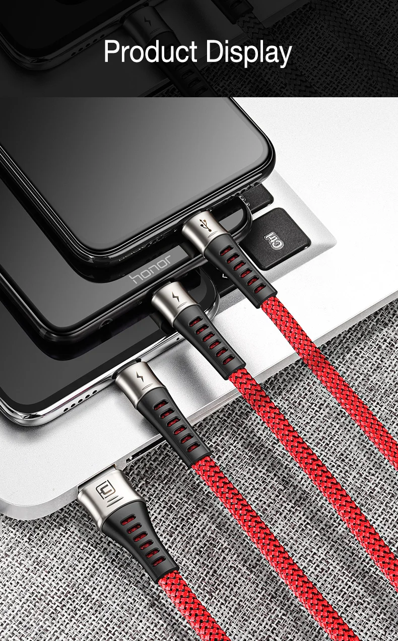 Cafele 3 в 1 USB кабель для iPhone X 8 huawei P30 samsung 3A Быстрая Зарядка Micro usb type C зарядное устройство кабели для передачи данных для мобильного телефона