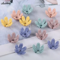 acrylic fashion jewelry making flower beads through hole solid color six claw hair decoration earrings diy handmade accessory