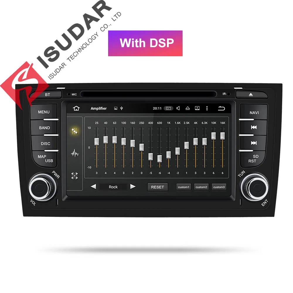 With DSP Isudar автомобильный мультимедийный плеер gps два Din Android 9 DVD Automotivo для Audi/A6/S6/RS6 радио FM четырехъядерный ram 2 Гб rom 16 Гб DSP - Цвет: With DSP