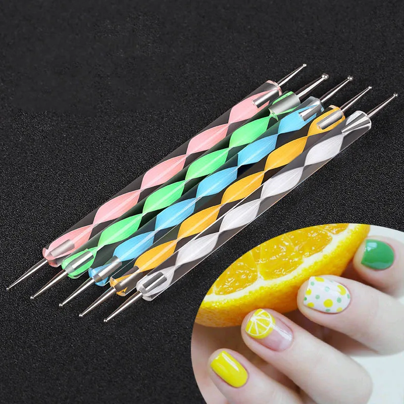 Leamx 5 шт./компл. 2-Way Nail Art нажмите с силой так ручка роспись под мрамор рисунок Ручка DIY УФ гель для ногтей Стразы для ногтей Инструменты