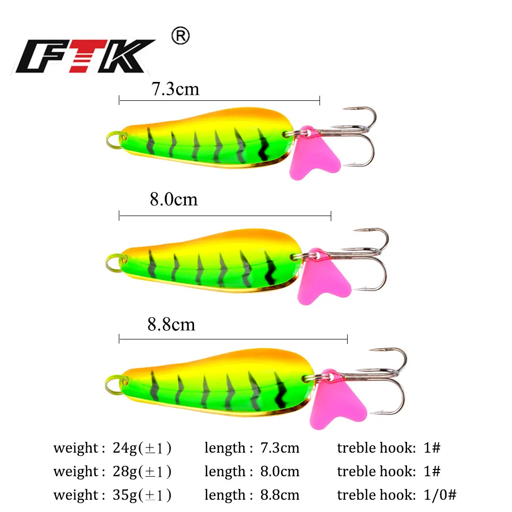 ФТК 1 шт Металл Рыбалка Spinner приманки 24 г/28 г/35g Жесткий прибалты ложка с высоких