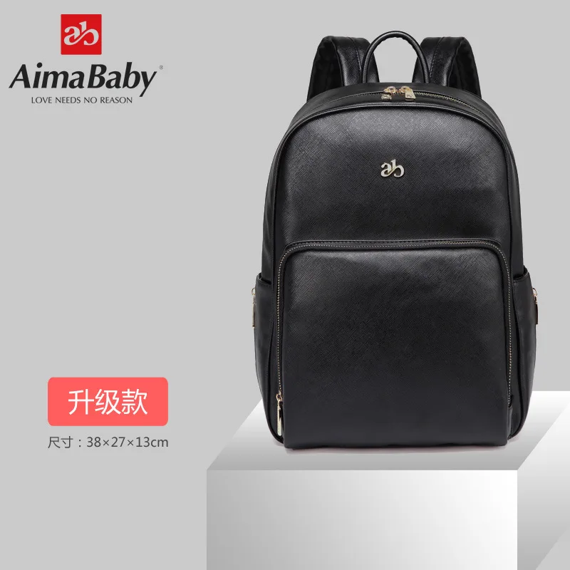black Aimaaby, повседневная кожаная сумка для подгузников, многофункциональный рюкзак большой емкости, сумка для подгузников для беременных, сумка на плечо с пеленальной подкладкой, дорожная сумка - Цвет: black