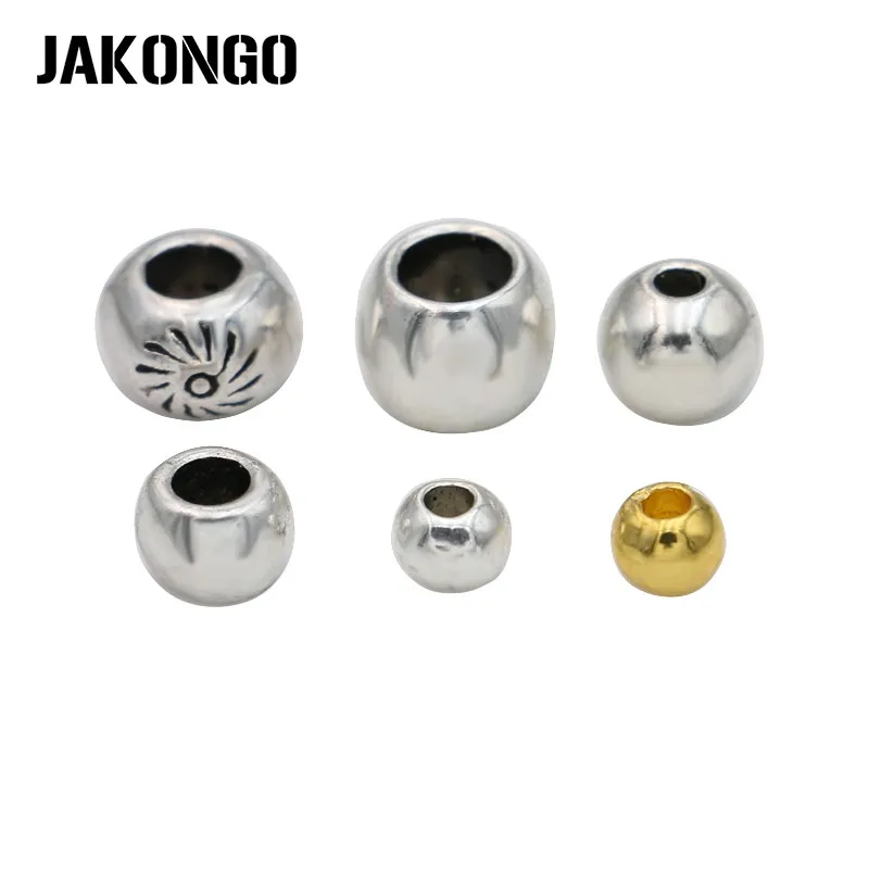 

JAKONGO Golden/Antique Silver Plated Spacer Mental Beads Round End Beads for Making Bracelet Handmade Necklace Accessories