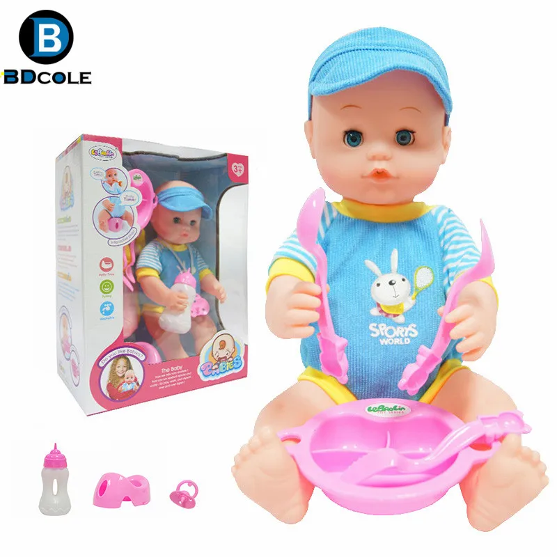 15 дюйм(ов) 38 см Reborn Baby doll ролевые игры игрушка синий и розовый соска посуда детские