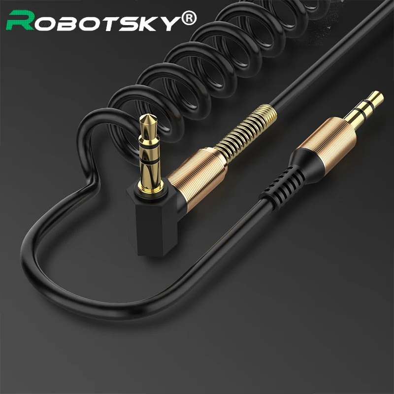

Robotsky 3.5MM Audio Cable Male to Male AUX Cable Headphone Beats Speaker For iPhone Car AUX 3.5 Jack To Jack Cord Spring Cables