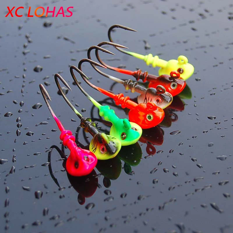 Горячая 5 шт./лот голова рыбы Крючки 7 г/10g14g разные цвета привести голову крюк Lure Hook