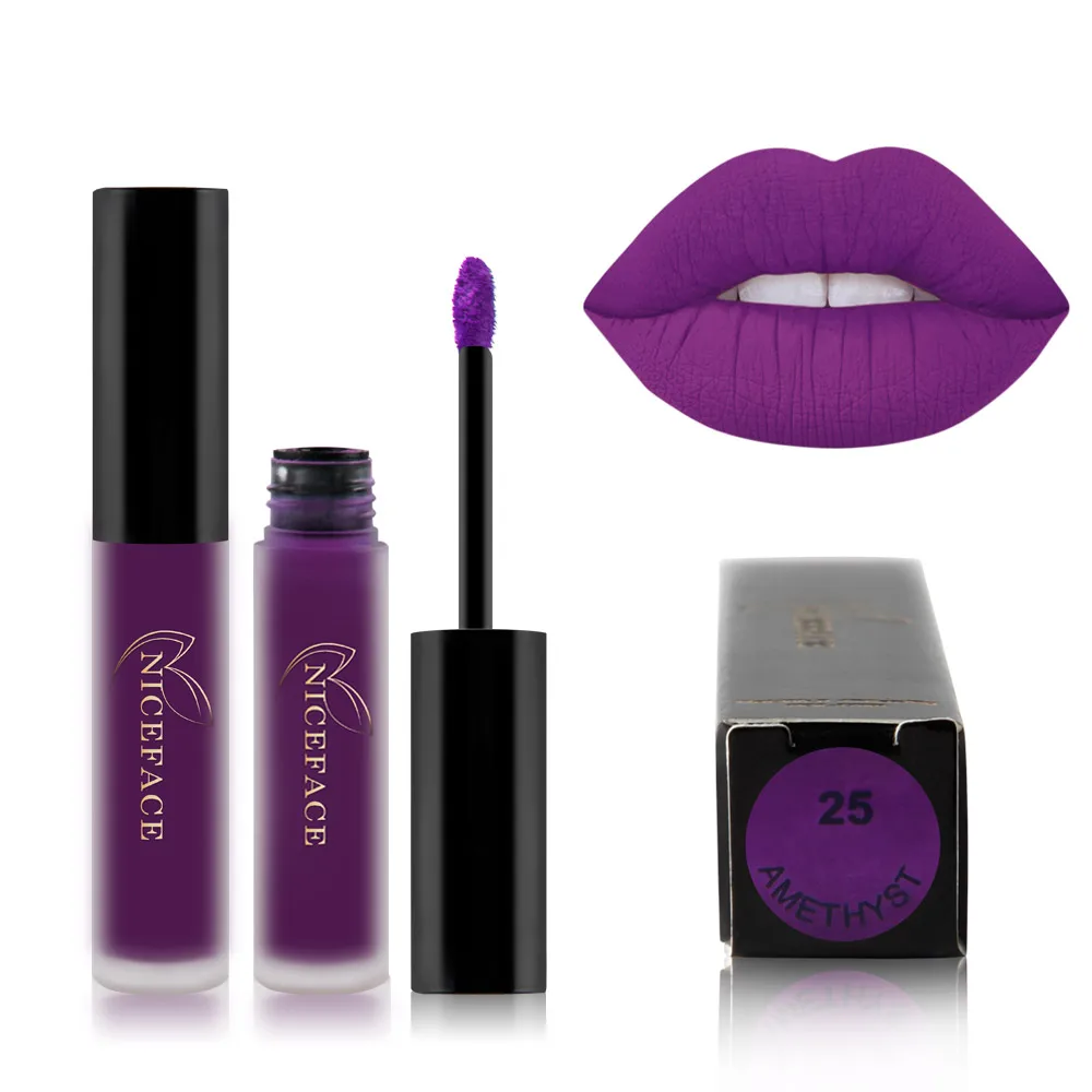 Velvet 30 color liquid lipstick sexy nude color matte liquid lipstick waterproof lasting moisturizing lip gloss cosmetics - Color: 25