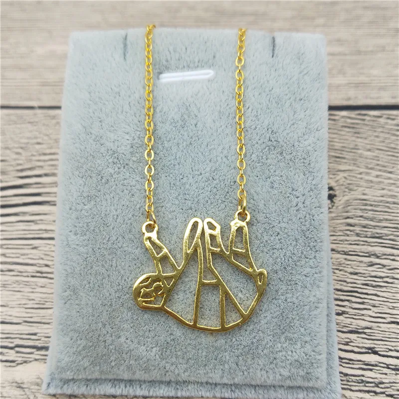 

New Origami Sloth Necklace Trendy Style Sloth Pendant Necklace Gold Color Silver Color Pet Sloth Jewellery Women Charm Jewelery