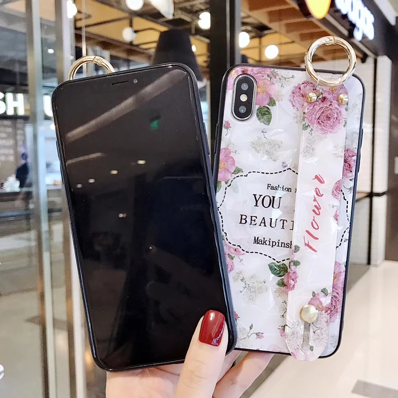 2019 Diamond Crystal Case with Holder Strap for iPhone 7 8 plus 6 6s Flower 3D XS MAX XR X Shinning |