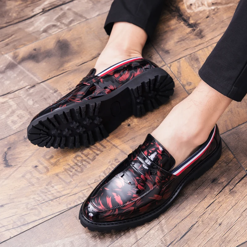 Мужские туфли-оксфорды из лакированной кожи без шнуровки | Обувь