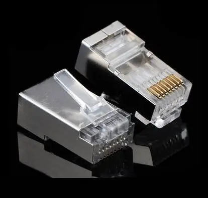 100 шт./лот металлический щит RJ45 разъем сетевой CAT5 CAT5E модульный кабель адаптер