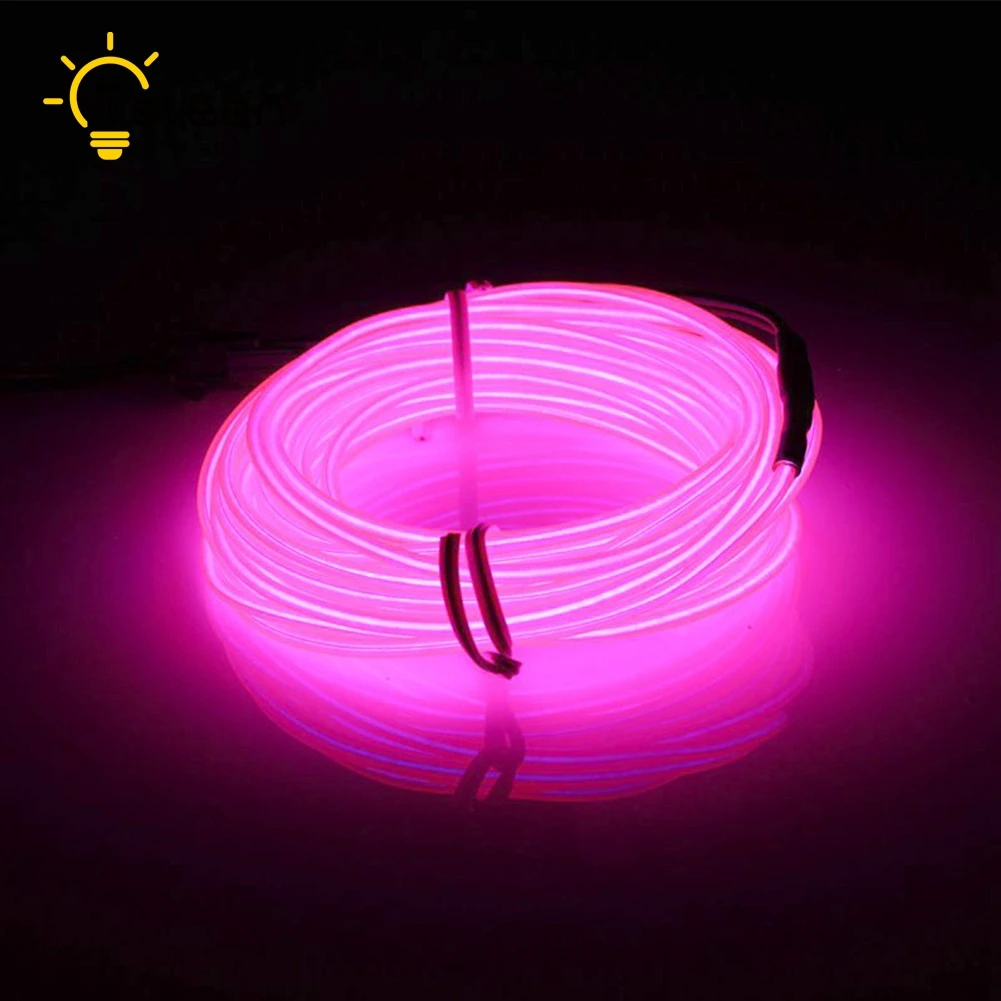Pink TSLEEN 2 м 4 шт./лот светодиодный неоновый провод светильники 3В несколько Цвета EL провода Кабельная линия для авто-Стайлинг Гостиная светодиодный полосы Neon шнур - Испускаемый цвет: Pink