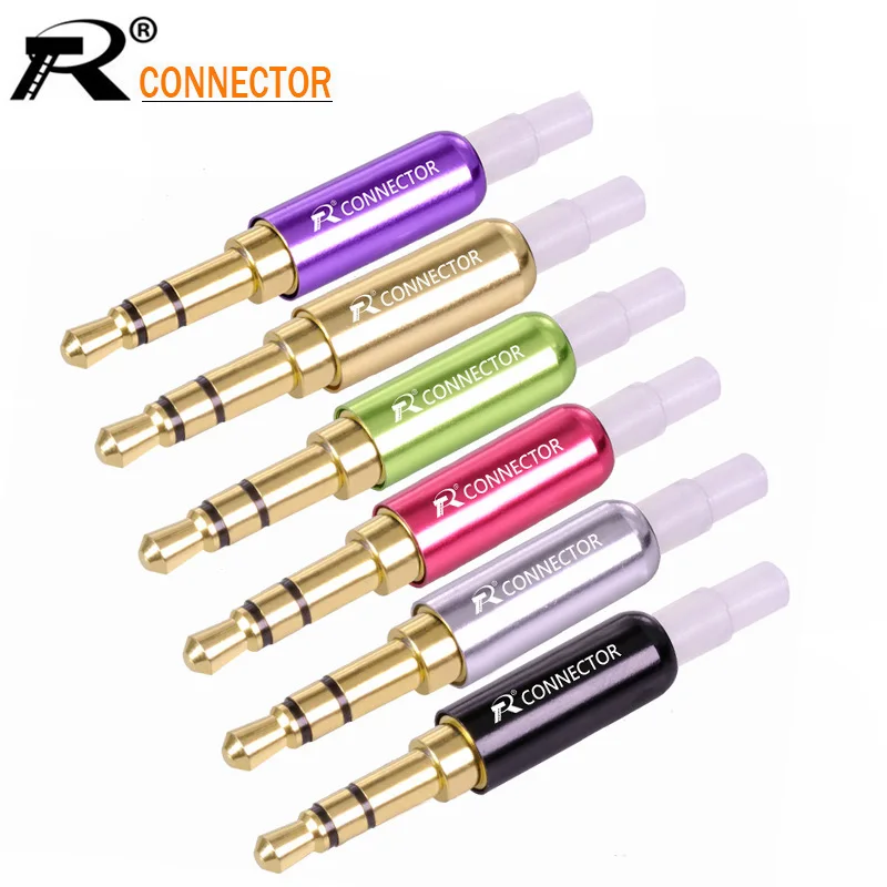 

100pcs Mini Jack 3.5mm 3 Poles Stereo Wire Connector Aluminum Tube Gold Plated 3.5mm Plug Male Connector with Protecting Tail