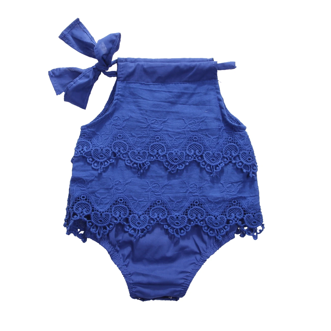 Милое однотонное кружевное платье комбинезон с цветочным принтом для