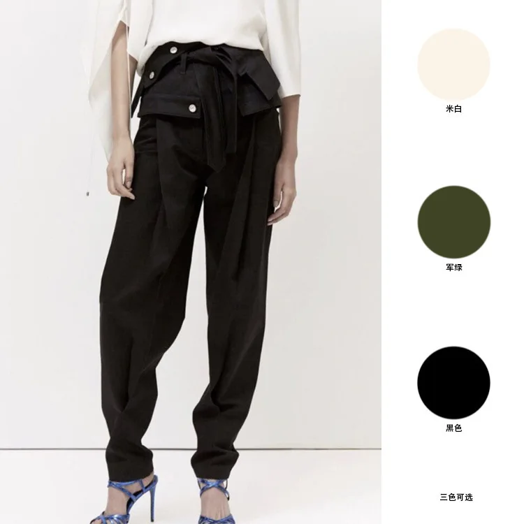 SHENGPALAE новинка весны 2020 европейский стиль женские брюки карго с высокой талией на