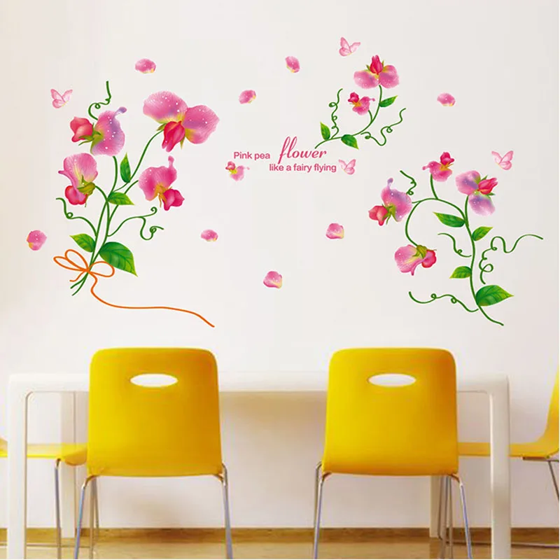 [Fundecoration] настенные наклейки с цветами и бабочками домашний декор для гостиной