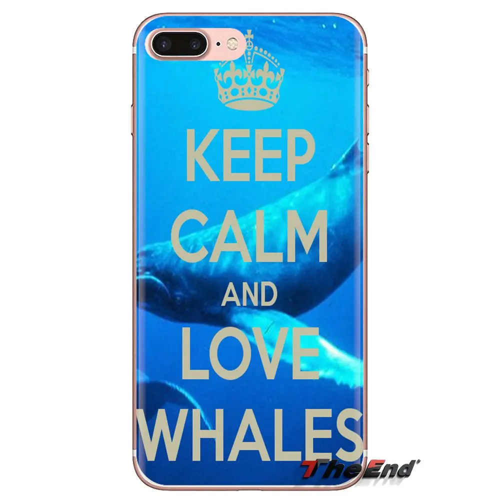 Keep Calm and Love Whales Голубое Прозрачное мягкое покрытие кожи для iPod Touch Apple iPhone 4 4S 5 5S SE 5C 6