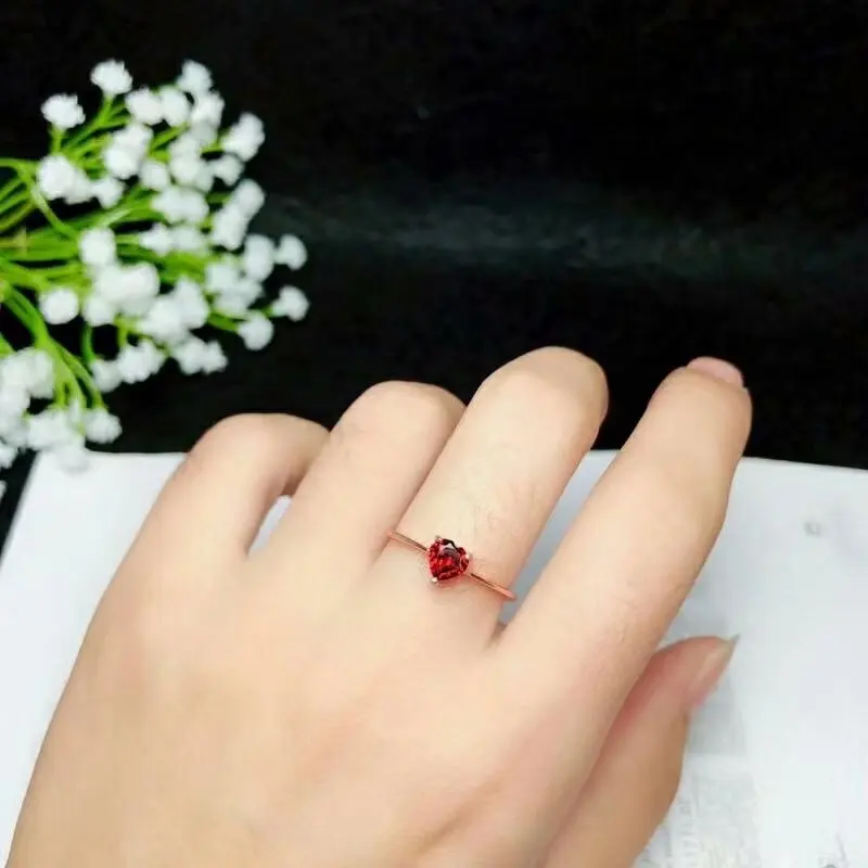SHILOVEM, 925 серебро, натуральный красный гранат, кольца, открытые, модные, вечерние,, прекрасный подарок для женщин на день рождения, новинка, 5*5 мм, растение, bj050501ags