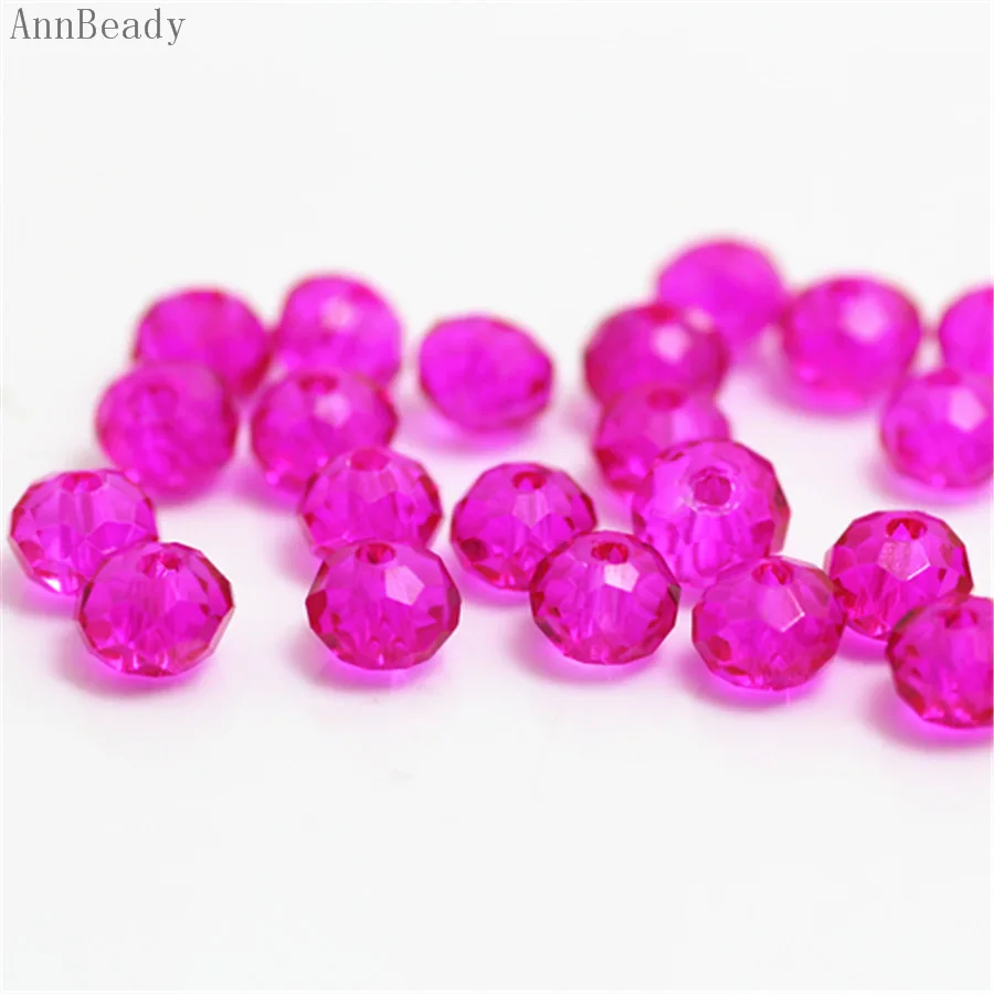 rose AnnBeady, одноцветные красные, серебристые, 4x6 мм, 50 шт., австрийские граненые стеклянные бусины Rondelle, бусины для изготовления ювелирных изделий - Цвет: rose