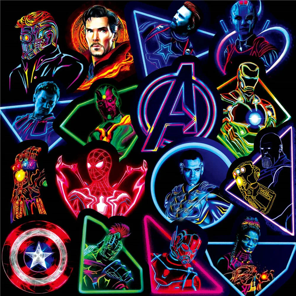 Не повторяются наклейки Marvel водонепроницаемые для ноутбука мото скейтборд багаж гитара мебель наклейка "Мстители"