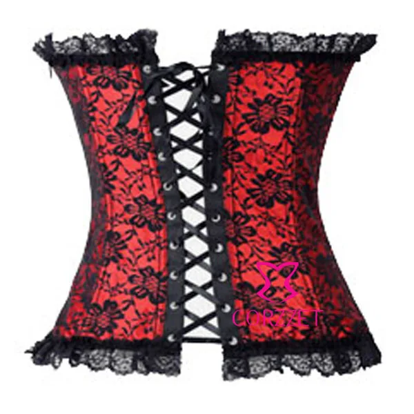 Корсетное платье-корсет Красный жаккардовый корсет со стальными косточками с