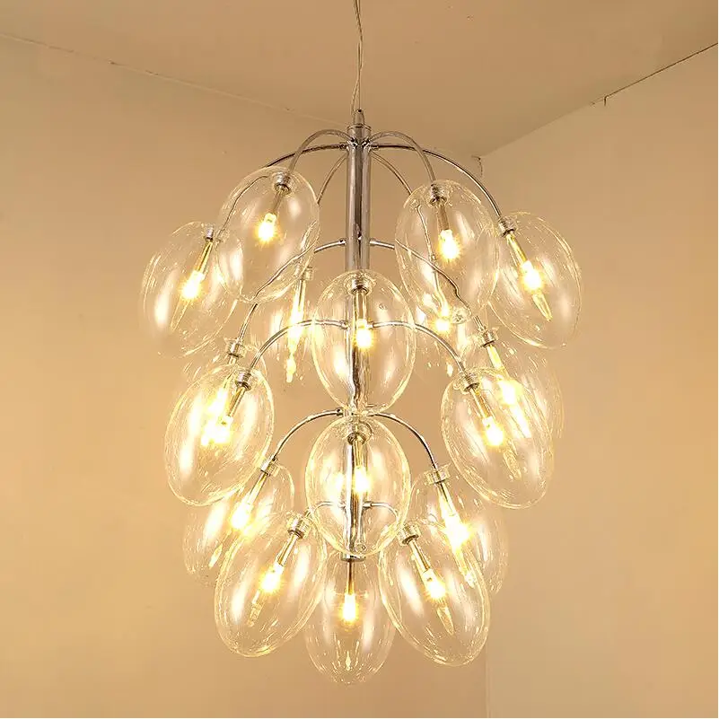 

LED Gold Chrome Grape Glass Chandeliers light 4/7/15/18 led gold hanglight Living Room Dining Room Shop gold iron chandeliers