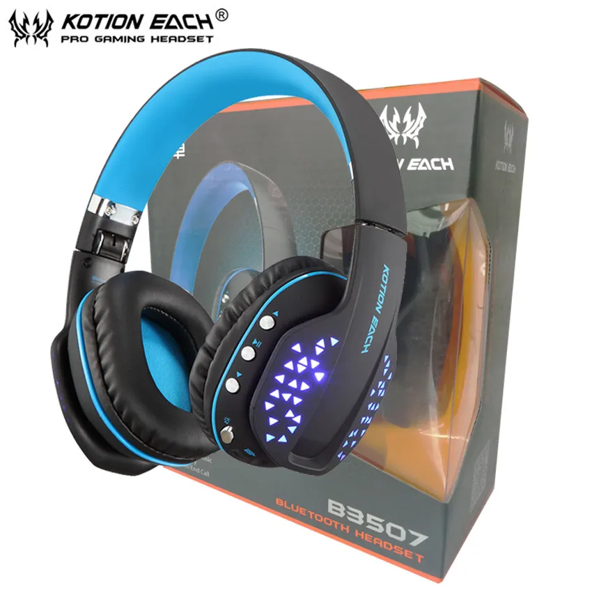KOTION каждый B3507 Fodable Bluetooth наушники беспроводные стерео портативные спортивные наушники гарнитура с микрофоном для iPhone Xiaomi - Цвет: Blue with Retail BoX