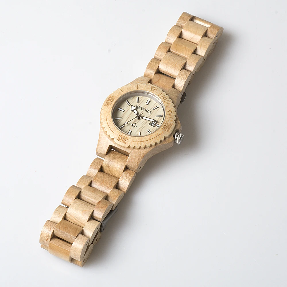 Женские деревянные часы BEWELL маленькие аналоговые кварцевые из натурального