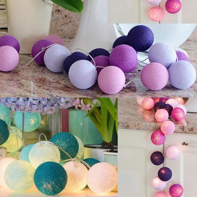 Thai Style Led Cotton ball string light AC &amp Battery Fairy Lights Outdoor Decoration Holiday Garland Christmas | Освещение