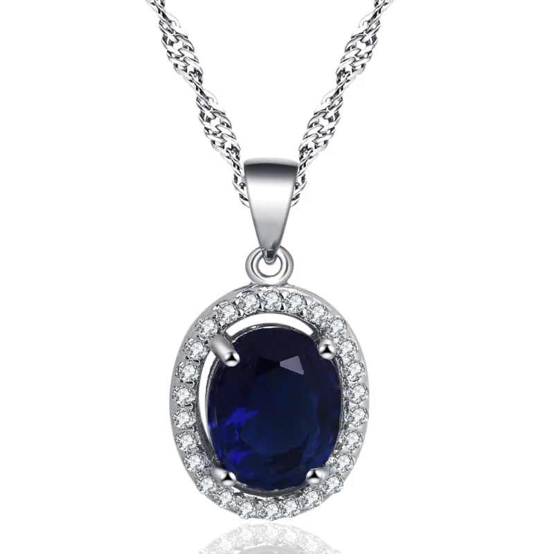 Ayowei high end 925 Серебряный темно синий Цирконий Серьги/ожерелье/Кольцо/комплект