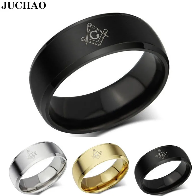 

JUCHAO 8mm Ring Men Titanium Black Jewelry Wedding Gift