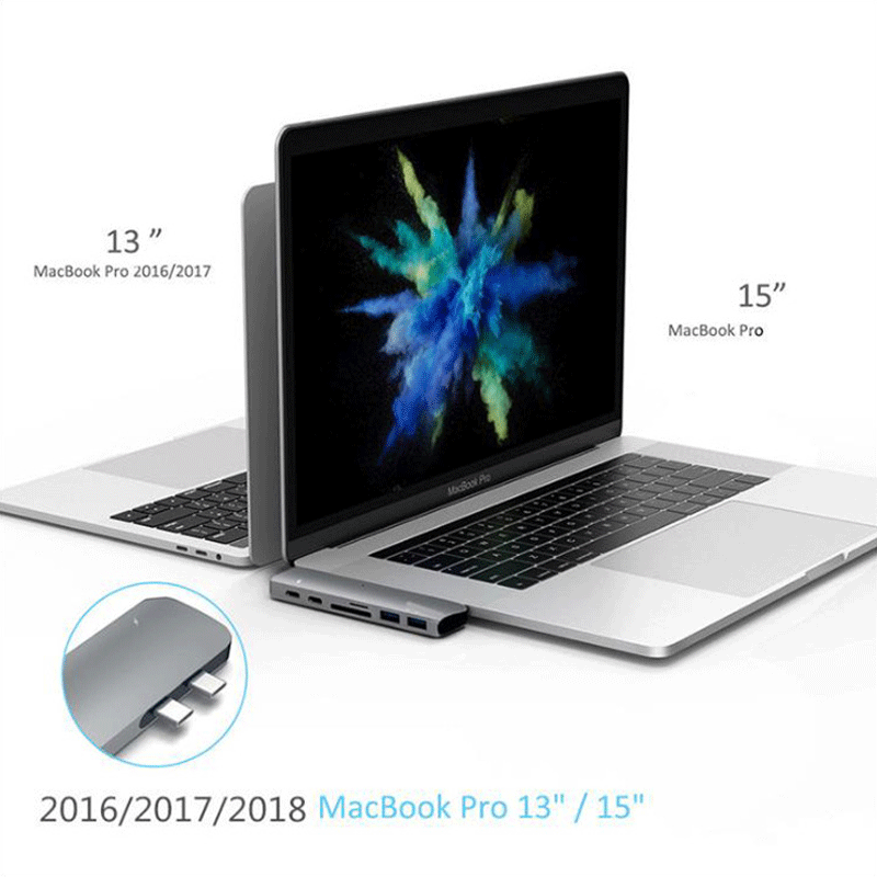 7в1 USB-C концентратор двойной тип-c многопортовый кардридер адаптер 4 K HDMI для MacBook Pro
