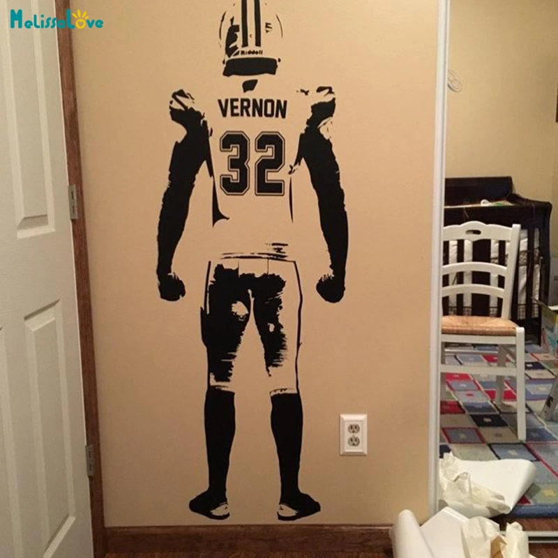 Custom jersey name and number Rugby athlete Vinyl sports Wall Decals American football Player diy wall stickers home decor D1000 | Дом и сад