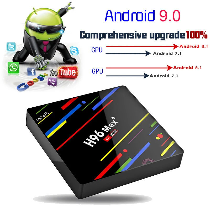 Оригинальный Android Smart tv Box 9 0 4G ram 32G rom Wifi H.265 USB3.0 4K медиаплеер RK3328 четырехъядерный H96