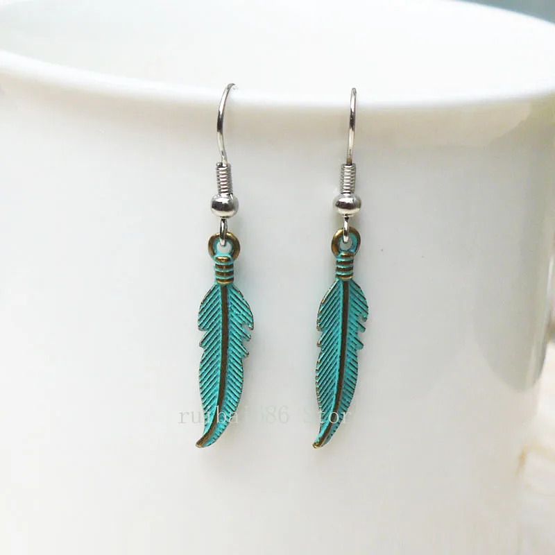 1 пара сережек с зеленым листом серьги ручной работы модные ювелирные