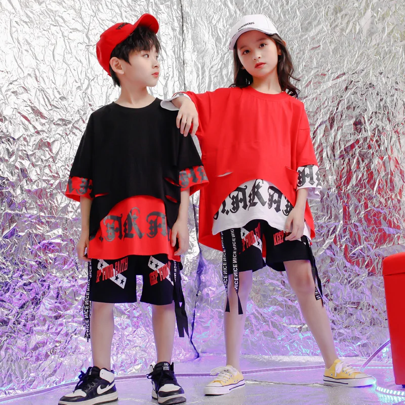 

Детская футболка и брюки для бальной комнаты, танцевальные концертные костюмы, наряды для вечерние для девочек и мальчиков, Современная джа...